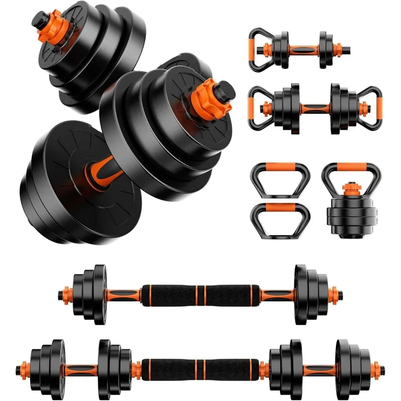 Dumbbell Set 20LBS/50LBS/70LBS/90LBS Free Weights Dumbbells,4 in1 Weight Set,Dumbbell, Barbell, Kettlebell, Push-up,